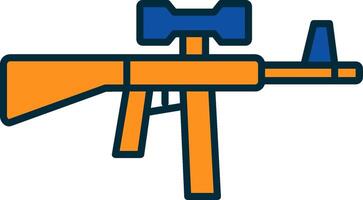 Assault Rifle Line Filled Two Colors Icon vector