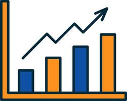 Growth Graph Line Filled Two Colors Icon vector