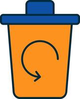 Trash Bin Line Filled Two Colors Icon vector