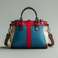 AI generated handbags and purses of light blue and red photo