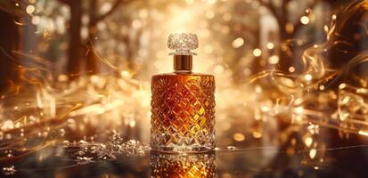 AI generated highland park rye shot in gold photo