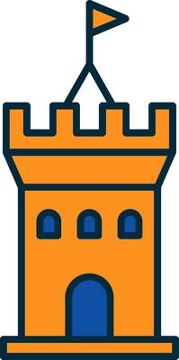 Castle Line Filled Two Colors Icon