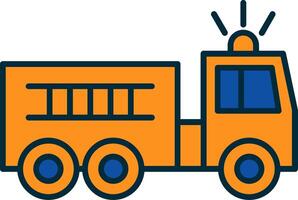 Fire Truck Line Filled Two Colors Icon vector