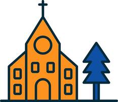 Iglesia línea lleno dos colores icono vector