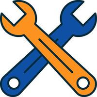 Cross Wrench Line Filled Two Colors Icon vector