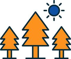 Pine Trees Line Filled Two Colors Icon vector