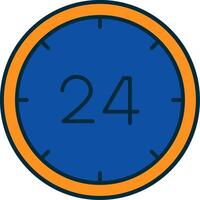 24 Hours Line Filled Two Colors Icon vector