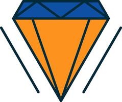 Diamond Line Filled Two Colors Icon vector