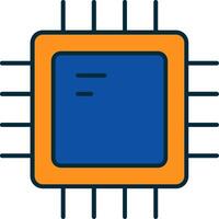 Cpu Line Filled Two Colors Icon vector