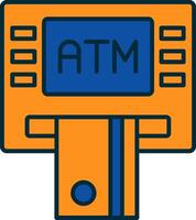 Atm Machine Line Filled Two Colors Icon vector