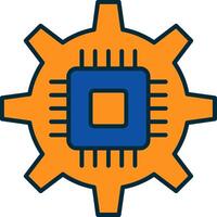Circuit Line Filled Two Colors Icon vector