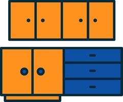 Kitchen Cabinet Line Filled Two Colors Icon vector