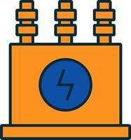 Power Transformer Line Filled Two Colors Icon vector
