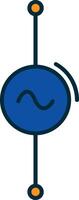 AC Voltage Source Line Filled Two Colors Icon vector