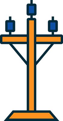 High Voltage Line Filled Two Colors Icon