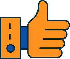 Thumb Up Line Filled Two Colors Icon vector