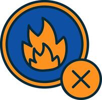No Fire Line Filled Two Colors Icon vector