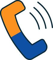 Phone Call Line Filled Two Colors Icon vector