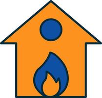 Burning House Line Filled Two Colors Icon vector