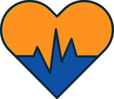 Heart Beat Line Filled Two Colors Icon vector