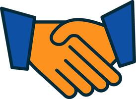 Hand Shaking Line Filled Two Colors Icon vector