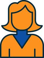 Female Avatar Line Filled Two Colors Icon vector