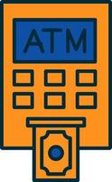 Atm Machine Line Filled Two Colors Icon vector