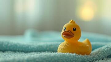 AI generated rubber duck on a towel photo