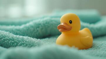 AI generated rubber duck on a towel photo