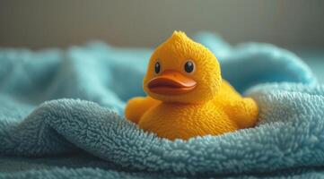 AI generated rubber duck on a towel photo