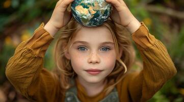 AI generated the day a young girl held the earth over her head photo