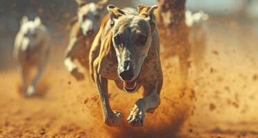 ai generado corriendo galgos en el pista foto