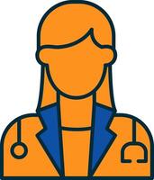 Female Doctor Line Filled Two Colors Icon vector