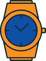 elegante reloj línea lleno dos colores icono vector