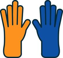 Leather Gloves Line Filled Two Colors Icon vector
