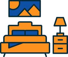 Bedroom Line Filled Two Colors Icon vector