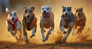 AI generated greyhound races offer the chance for you to race four or six dogs at once photo