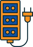 Extension Cord Line Filled Two Colors Icon vector