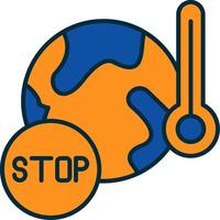 Stop Global Warming Line Filled Two Colors Icon vector