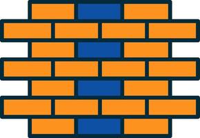 Brick Wall Line Filled Two Colors Icon vector