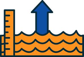 Sea Level Rise Line Filled Two Colors Icon vector