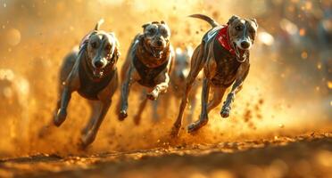 AI generated greyhounds race in a competitive race photo