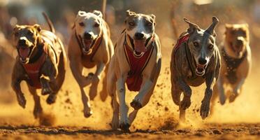 ai generado galgo Razas oferta el oportunidad para usted a carrera cuatro o seis perros a una vez foto