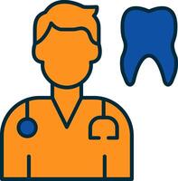 Dentist Line Filled Two Colors Icon vector