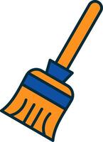 Broom Line Filled Two Colors Icon vector