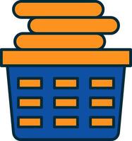 Laundry Basket Line Filled Two Colors Icon vector