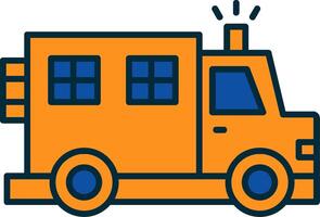 Police Van Line Filled Two Colors Icon vector