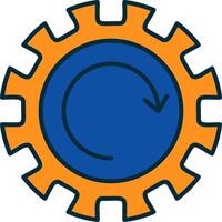 Gear Wheel Drawing Line Filled Two Colors Icon vector