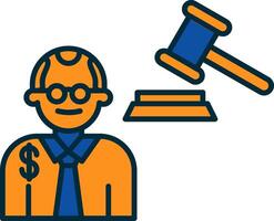 Judge Giving Order Line Filled Two Colors Icon vector