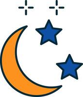 Moon and Star Line Filled Two Colors Icon vector